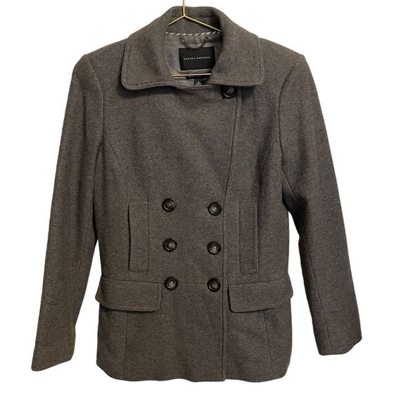 Banana Republic Italian Fabric Double Breasted Wool Blend Pea Coat Size S - Picture 1 of 8
